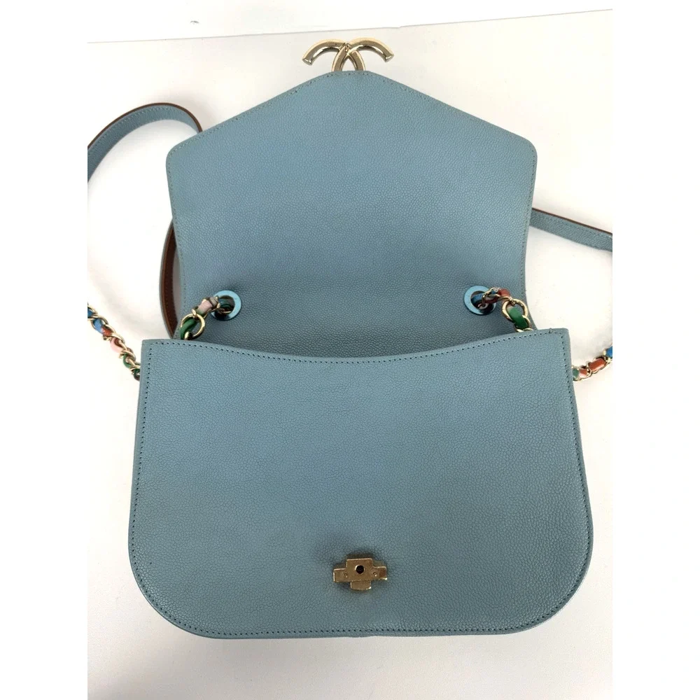 Chanel Paris-Cuba Medium Top Handle Shoulder Bag in Blue Caviar Leather 2017 D4
